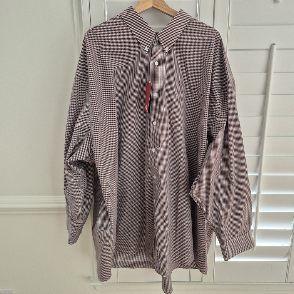 Cutter & Buck Men's Micro-Check Dress Shirt in Burgundy